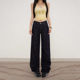 YC&2 Color Retro Low-Rise Loose Straight Pants Irregular Waist Design Spousy Thin Jeans Women Spring And Summer