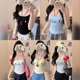 10117 #Summer Cute Slimming Bottom Blouse Kt Cat Soft Sister Sling Vest Sexy Short Girl