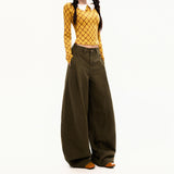 Vintage High-End Folded Scimits-On High-Rise Jeans Women 2025 New Loose Broad Leggings
