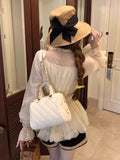 Feather Brocade Dreaming Of Ancient Doll Feel Lace T-Shirt Lace Lace Bud Shirt Long-Sleeved Woman