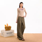 2025 New Autumn And Winter Drag Trousers Brown Curry Color Loose Leisure Broad Leg Pants Comfortable Commute Brown Coffee Trousers