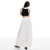 Design Feel White Fake Two Slanted Ass Three-Dimensional Lantern Trousers Women Summer Thin Strand Nine Trousers