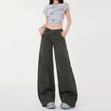 Micro-Razhu Sailwork Jeans Spring And Summer New High-Waisted Loose Broad-Legged Trousers Women Kaqi Dress Trousers
