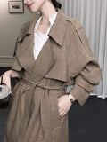 Old School Aesthetics] Korean Collared Wind Coat Autumn Linen Texture Sense Double Buckle Long Small Man