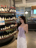 Summer Bow Strap Sexy Braided Hottie Tucked Shoulder Dress French Pure Desire Hanging Neck Sling Vest Woman
