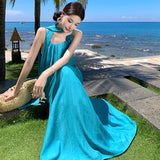 2025 Yunnan Tourism Wearing A Holiday High Sling Dress Women's Summer Loose Long Dress Lazy Wind