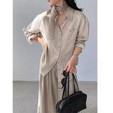 Old Money Style Linen Silk Shirt Women 2026 Spring Leisure Cardigan Temperament Loose Feeling Long-Sleeved Shirt