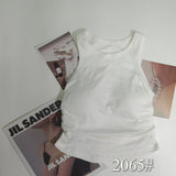 2065# Solid Color Sleeveless Side Folding Design Work-Word Vest Slimming With Chest Cushions Inside And Outside Wear