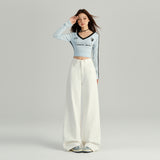 Ki Color Straight Jeans Women 2025 Autumn And Winter New High-Waisted Loose Thin Broad Leg Trousers