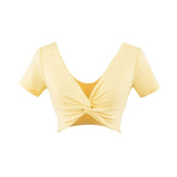 Hottie Sexy V-Neck Umbilly T-Shirt Lady Jazz Dance Sweet Spicy Tight Dance Blouse Short Sleeve T-Shirt