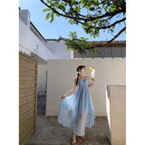 2025 Summer New Back With Chest Cushion Orchid Sling Dress Seaside Atmosphere Temperamental Holiday Dress
