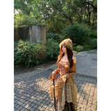 Autumn Xinjiang Sichuan West Tourism Wearing A Set Of Maillard Retro Style Yunnan Dali Dress