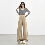 Ki Color Straight Jeans Women 2025 Autumn And Winter New High-Waisted Loose Thin Broad Leg Trousers