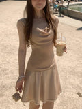 Elegant Girlfriend_Word Of Mouth Silk Silk Elegant Collar Small Flying Sleeve Knitted Top T-Shirt Girl Summer Thin