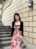 Hottie Sexy Print Sling Dress Pure Lust Lace Side Temperament To Show Thin Holiday Dress