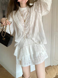 French Embroidered 100 Cotton Set Of Female Fairy Blouse Jed Flower Dress Court Style Two Sets