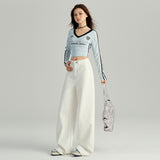 White Broad-Legged Jeans Women's New High-Rise Slim Lazy Windy Tug Trousers In Spring 2026