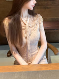 Love And Spirit Temperament To Accept Waist Of Female Lace Dress Female Flying Sleeve Famous Commuting Long Temperament Commuting