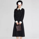 2025 Spring And Autumn New College Wind Formal Occasion Teaching Interview Fake Two Splicing Colliding Color Polo Dress