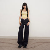 YC&2 Color Retro Low-Rise Loose Straight Pants Irregular Waist Design Spousy Thin Jeans Women Spring And Summer