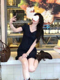 Large-Size Fat MM French Gentle Wind V-Neck Lace Dress Women's Summer 2025 New Sweet Chic Beauty Skirt