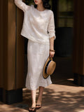 2025 Summer Heavy Industry Lien Nail Embroidery Clear Round Collar Top Lady / Dress Suit