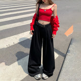 Vintage High-Waisted Loose Broad-Legged Trousers Mowing Folded And Thin Straight Jeans Women's Early Fall 2025