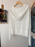 Solid-Colored Thin Woman With Short Coat Long-Sleeved Hooded Cardigan Thin Summer Slim Thin Sweater Woman