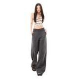 Vintage Striped Niche Design Loose Broad Leg Pants Loose Feeling Old Money Straight Thin Casual Suit Pants