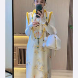 Small Dress Name Plus Plus Thick New Chinese Style Yellow Woolen Sleeveless Vest Cheongsam Dress Tide