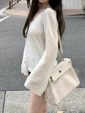 100 Wool Old Money Wind Wool Sweater Women's Winter Bottom Tops High Sense