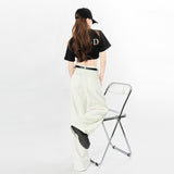 Mali Spring And Autumn 2025 New High Waist Open Bags Of Flided Design Loose Broad Legged Trousers