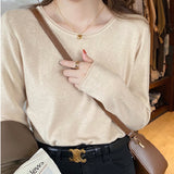 White Knitted Women's Spring And Autumn Bottoming Suit With A New Thin Top In The Early Autumn Of 2025 Autumn And Winter Sweater