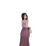 Sexy French Dress Bare Back Pure Lust Wind 2025 New Famous Temperament Seaside Holiday Dress Seduction Purple