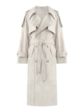 Old School Aesthetics] Korean Collared Wind Coat Autumn Linen Texture Sense Double Buckle Long Small Man