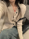 V-Neck Knitted Bottom Cardigan Women's Spring And Autumn Sweater Coat Design Sense Of Small Body Chic Sweet Sleeve Long Sleeve Top