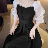 Sweet French Red Dress Women Five-Sleeve 2025 Summer New Waist Display Thin Long Dress A-Word Skirt