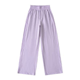 Lulu With The Same Flower Crotch Waist High-Waisted Yoga Pants Casual Loose Thin Slacks Retro Broad Leg Trousers