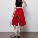 Large Red High-Waisted Straight-Legged Jeans Women 2026 Spring And Summer New Loose Leisure Thin Seven-Point Pants