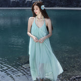 2026 Day Silk Collar Hanging Neck Sling Dress Women's New Summer Dress French Long Skirt