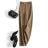 With Belt Temperament Commuting Skin New High-Waisted Broad Leg Pants Women Lazy Straight Trousers Hair, Casual Trousers