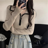 Sensing Color Half Zippered Sweater Women's Autumn And Winter Dongguan Dalang Bottom Slim Slim Thin Knitted Shirt Top Women's Clothing