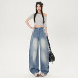 Vintage Sickle Jeans Spring 2025 New High-Waisted Loose Banana Trousers Design Tug Wide Leg Trousers