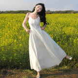 Summer Wear French White Sling Dress Women's Summer 2025 New Unique Beautiful Gentle Temperament Long Dress