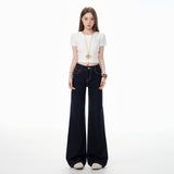 New Black Technology Fabric Summer Thin Small Horn Jeans Women Loose Straight Barrel Hanging Ice Feeling