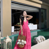 Sanya Resort Seaside Wearing A Beach Dress Hanging Neck-Cliny Dress Super Fairy Swing Beach Long Skirt