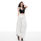 Design Feel White Fake Two Slanted Ass Three-Dimensional Lantern Trousers Women Summer Thin Strand Nine Trousers