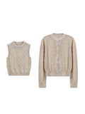 Qianjin 50 Sheep Hair Exquisite Hand Nail Embroidery Knitted Vest + Two Sets Of Cardigan
