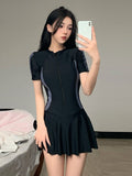 Wow Swimsuit Woman New Conservative Dress-Style Belly Flat-Angled Hot Spring Swimming Suit Bolisi 8499