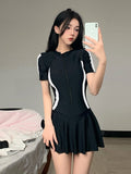 Swimsuit Female High Sense 2025 New Conservative Dress Masked Thin Sports Flat-Angled Hot Spring Swimming Suit